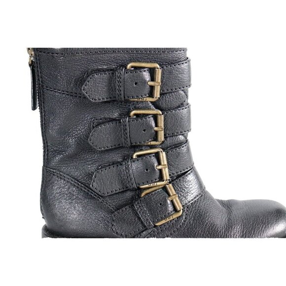Marc By Marc Jacobs Women's Size 35 Black Mid-Calf Biker Boot Multi-Buckle Zip - Picture 5 of 10